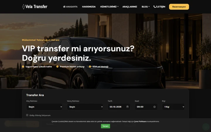 VIP transfer web sitesi tasarımı